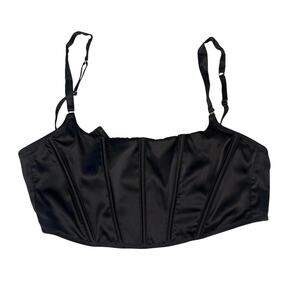 Auden Black Satin Bustier Corset Crop Top – Size
